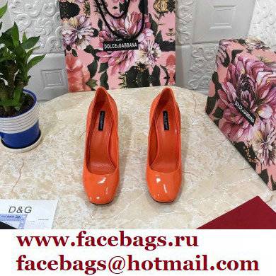 Dolce  &  Gabbana Heel 10.5cm Patent Leather Pumps Orange with DG Karol Heel 2021